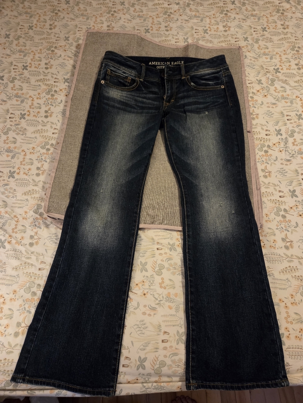 American Eagle Outfitters Women's Dark Wash Kick Boot Jeans - Blue